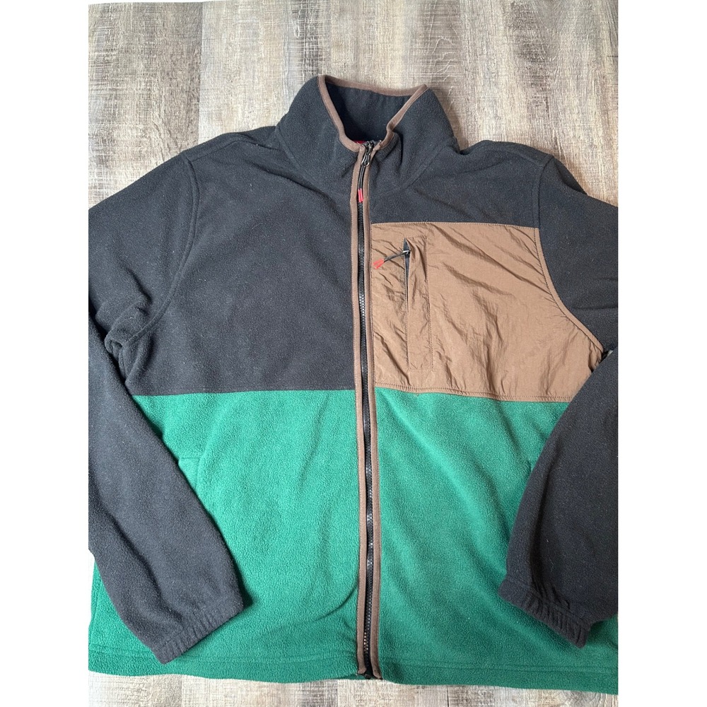 Horizon Bass Creek Outfitters Mens Large Fleece Jacket Colorblock Green Black L